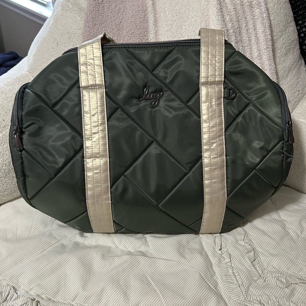 Lug Rowboat Quilted Olive and Champagne Duffle Bag Tote